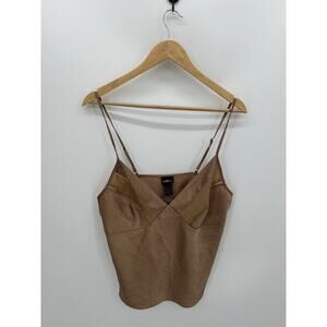 Secret Treasures Babydoll Tank Top Women Brown Satin Y2K 90s Bratz Sexy Large